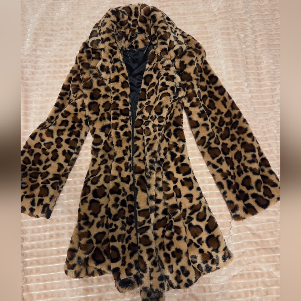 Papaya Brown Leopard Faux Fur Jacket